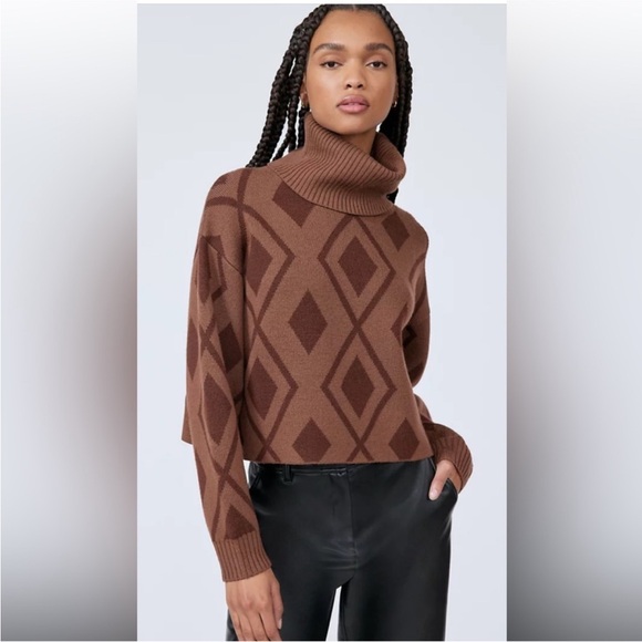 Aritzia Babaton Guell Sweater Merino Wool Turtleneck Pinecone Brown Cocoa Small - Picture 2 of 13